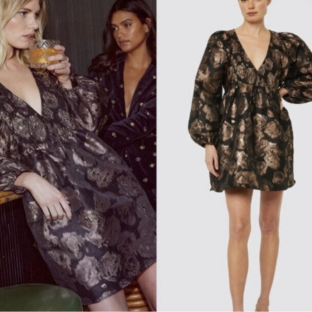 MISA brocade deep V dress. NWOT